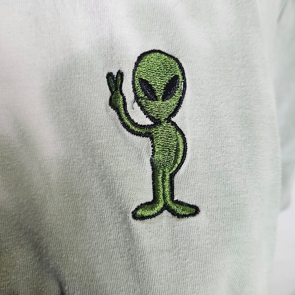 Vintage Originals‎ Tie Dye Alien Embroidered Logo 100% Cotton T Shirt Mens M - Picture 3 of 8